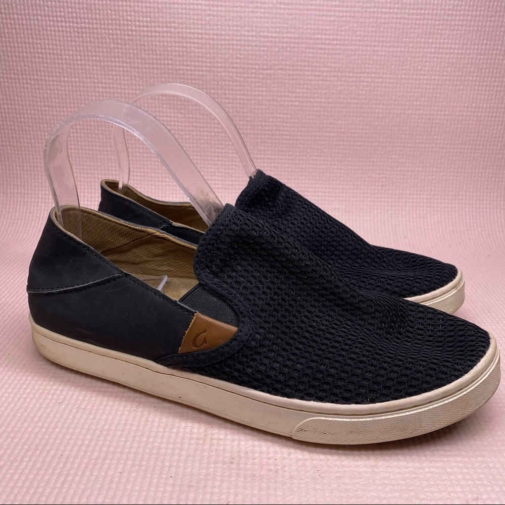 Olukai Pehuea Black Slip On Shoes
